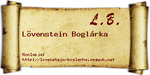 Lövenstein Boglárka névjegykártya